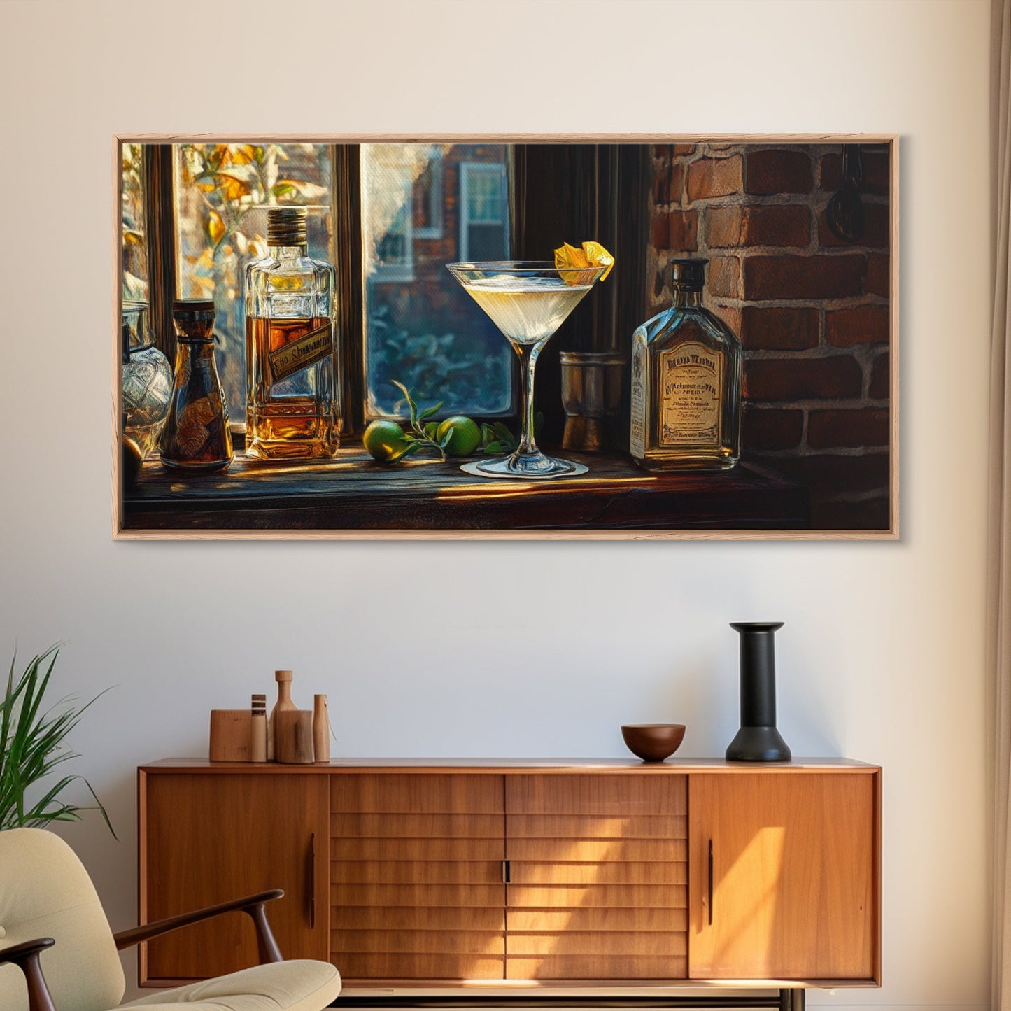 Rustic Martini Art Framed Canvas Print - Cozy Espresso Martini Wall Art - Fall Home Bar Decor - Kitchen Food Review Kitchen Art