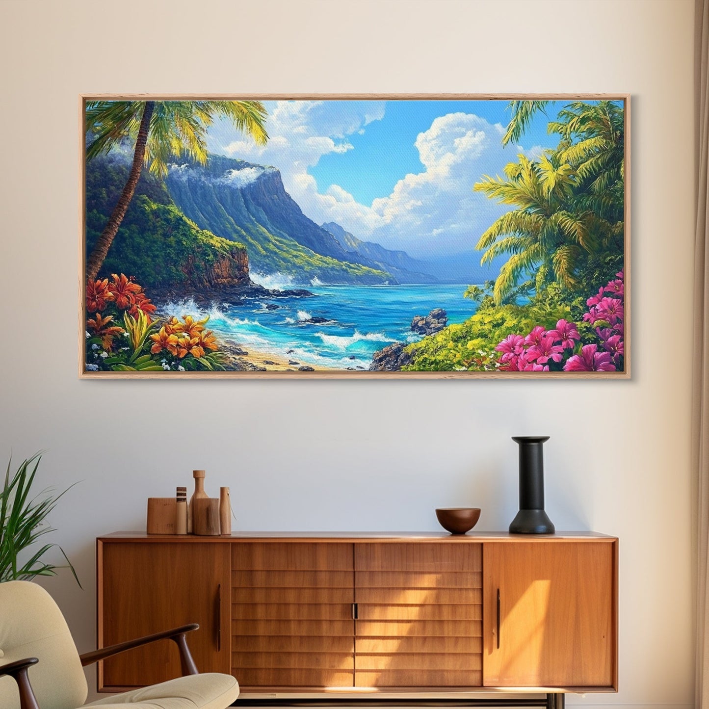 Tropical Beachscape Canvas Print Coastal Landscape Art Hawaii Decor Living Room Art Above Couch Art Nautical Wall Art Gift Idea