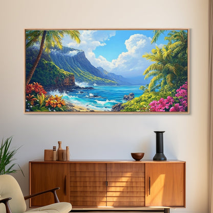 Tropical Beachscape Canvas Print Coastal Landscape Art Hawaii Decor Living Room Art Above Couch Art Nautical Wall Art Gift Idea