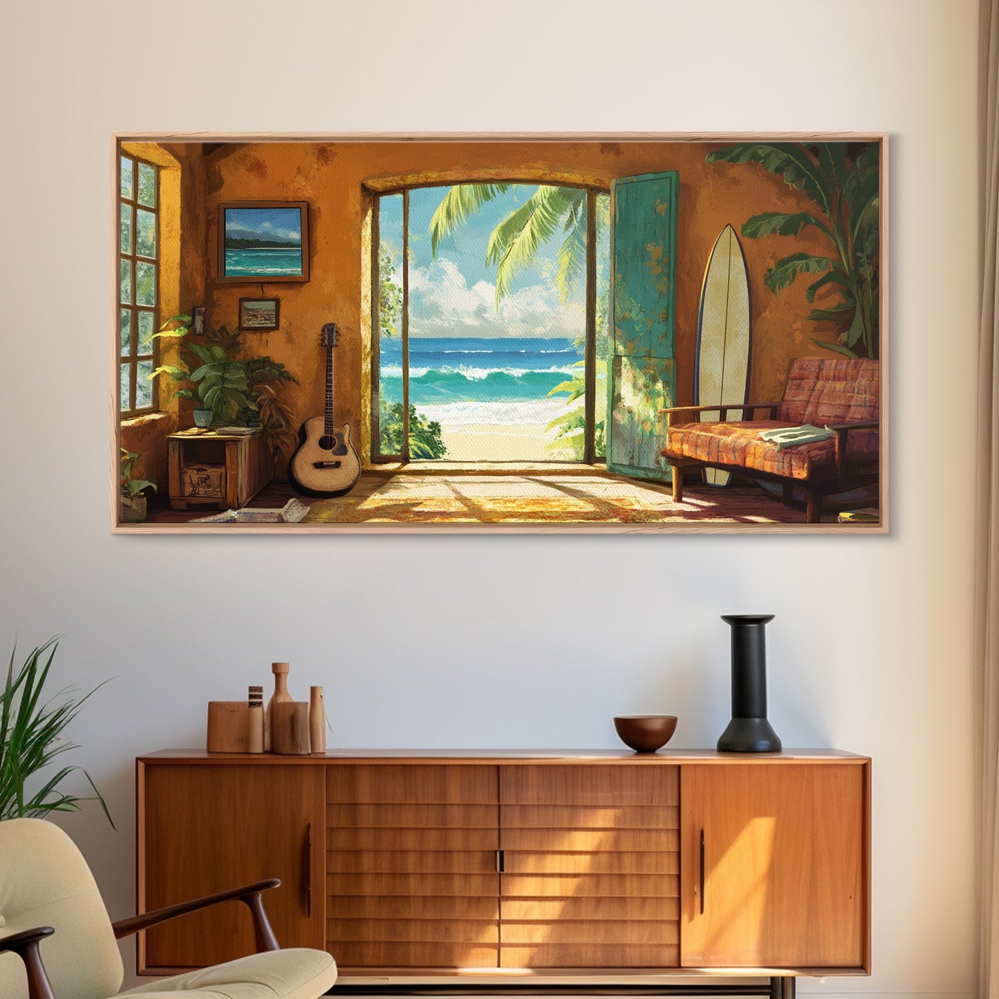 Ocean Retreat Leinwanddruck Küstendeko Rustikale maritime Wandkunst für über dem Sofa Tropische Strandzimmerkunst Bauernhauskunst Geschenkidee