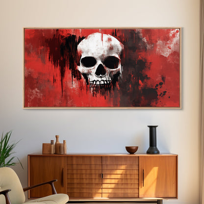 Skull Art Framed Canvas Print, Moody Dark Abstract Wall Decor, Gothic Bedroom Art, Unique Halloween Wall Art Gift, Dark Angels Decor