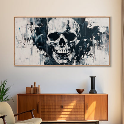 Gothic Skull Art Canvas Print, Dark Moody Abstract Wall Decor, Halloween Living Room Art, Unique Therapy Art Gift, Dark Angels Print