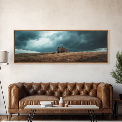 Rustic Barn Framed Canvas Print Smoky Mountain Art Autumn Farmhouse Wall Art Rustic Landscape Painting Guest Room Artwork Decor