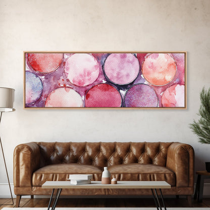 Glitter Eyeshadow Art Canvas Print Makeup Lover Decor Light Pink Abstract Wall Art Bedroom Aesthetic Makeup Room Glamorous Artwork