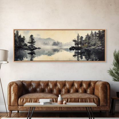 Tranquil Woodland Reflection Canvas Print, Lake Tahoe Art, Smoky Mountain Art, Coastal Landscape Art, Bedroom Art, Rustic Decor