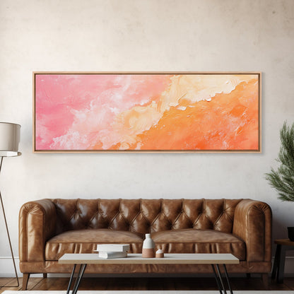 Textured Abstract Pink Canvas Print - Soft Peach and Coral Wall Art, Minimalist Fall Decor, Vibrant Pastel Bedroom Accent, Gift Idea