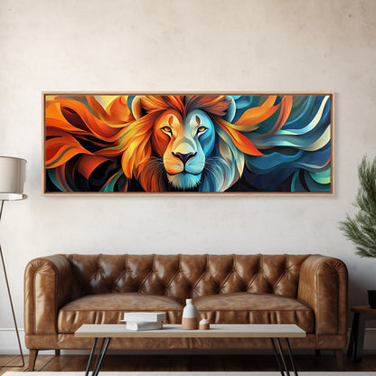Bold Lion Profile Canvas Print, Whimsical Wall Art, Rustic Decor, Bedroom Art, Living Room Art, Vibrant Painting, Gift Idea