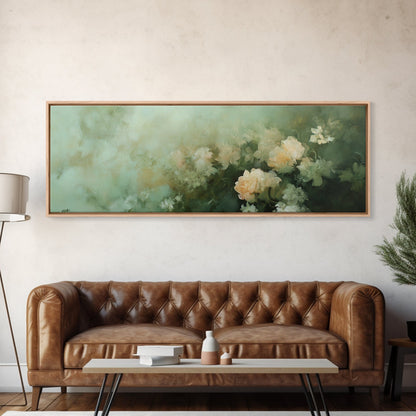 Soft Pastel Roses Framed Canvas Print – Rose Painting, Light Pink Wall Art, Rustic Wall Art, Minimalist Art, Guest Room Art