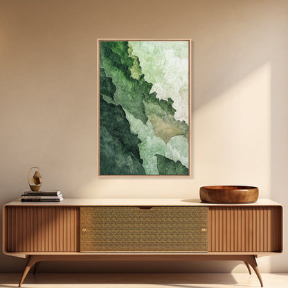Textured Green Framed Canvas Print, Sage Green Wall Art, Modern Rustic Decor, Minimalist Bedroom Art, Vertical Skinny Wall Art