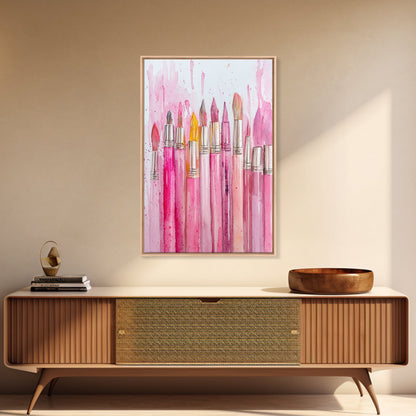 Painterly Brushes Canvas Print Pink Abstract Art Whimsical Art Rustic Decor Minimalist Dorm Wall Art Gift Idea Art Nouveau