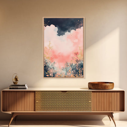 Moody dark romance painting with gold accents framed canvas print autumn-inspired wall decor rustic wabi sabi art farmhouse gift