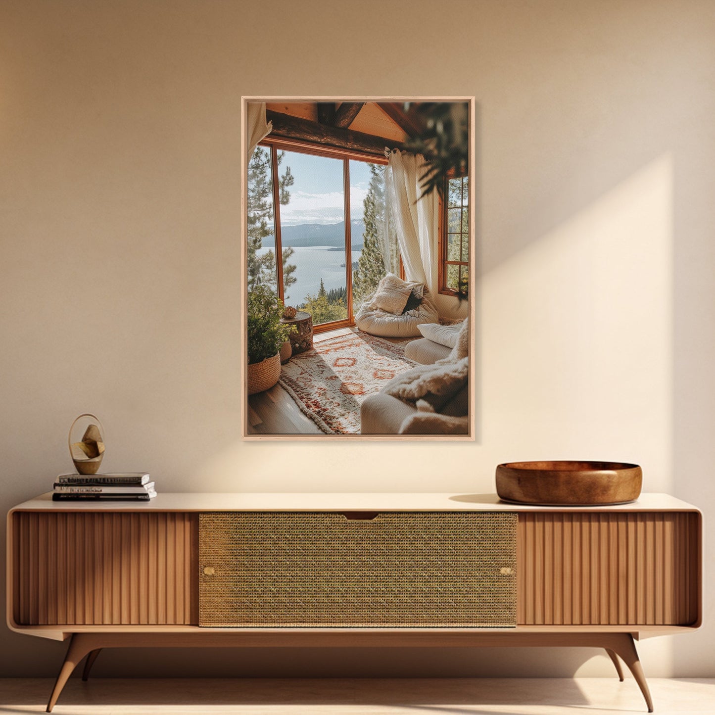 Cozy Lake View Canvas Print Coastal Wall Art Bedroom Decor Lake Tahoe Art Nautical Wall Art Rustic Decor Above Bed Wall Art