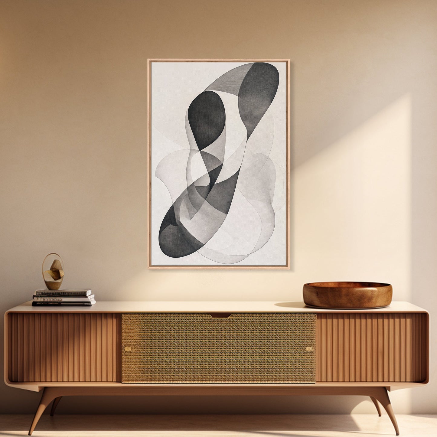 Dynamic Monochrome Abstract Canvas Print Minimalist Line Art Modern Wall Decor Gift Idea Living Room Stylish Contemporary Artwork