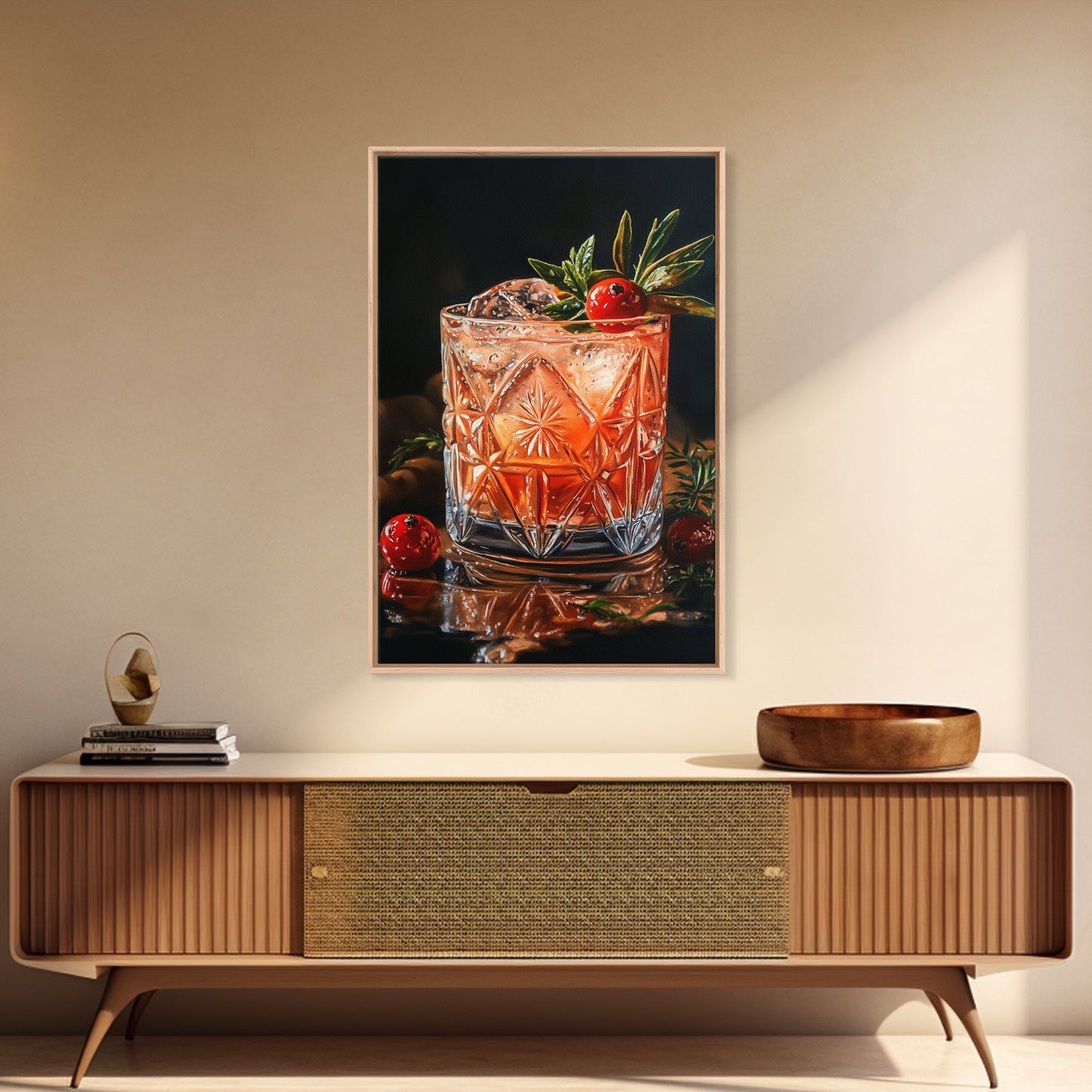 Cranberry Cocktail Canvas Print | Food Review Kitchen Art | Espresso Martini Wall Art | Rustic Kitchen Bar Decor Gift Idea Artwork