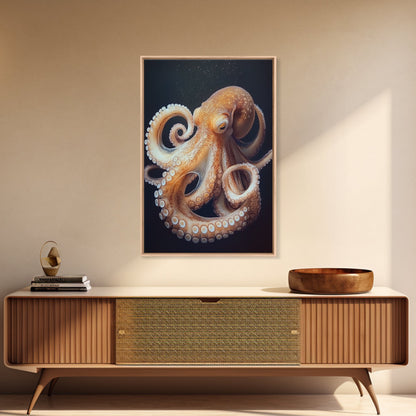 Underwater Octopus Canvas Print | Ocean Nature Painting Art | Coastal Nautical Decor | Rustic Seascape Living Room Wall Artwork