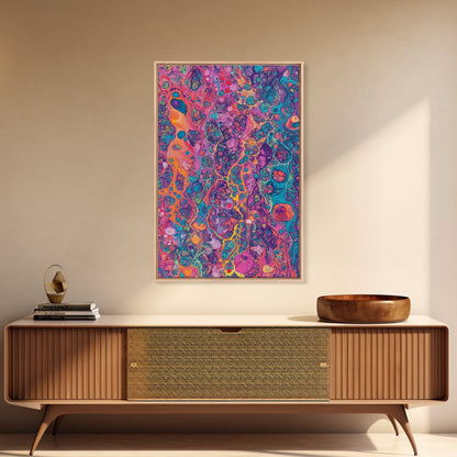 Psychedelic Swirls Abstract Framed Canvas Print Colorful Moody Art Sacred Geometry Wall Art Living Room Boho Decor