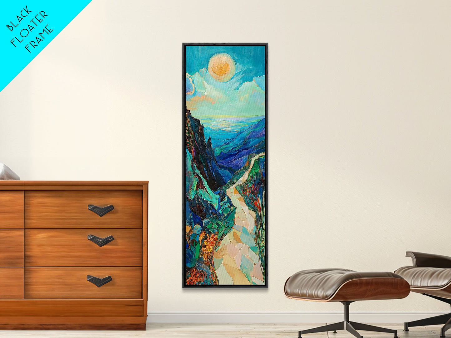 Mountain Painting, Canvas Print, sunset wall art, pink orange wall art, extra wide art, panoramic painting, landscape painting