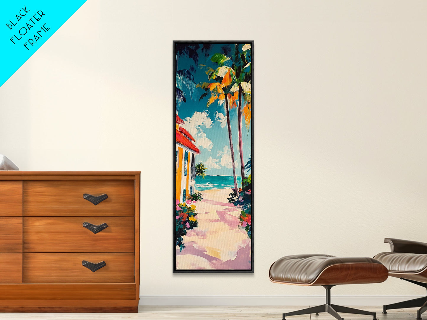 Beach Path, palm tree painting, coastal painting, nautical decor, tropical beach house art, above bed wall art, Canvas Print