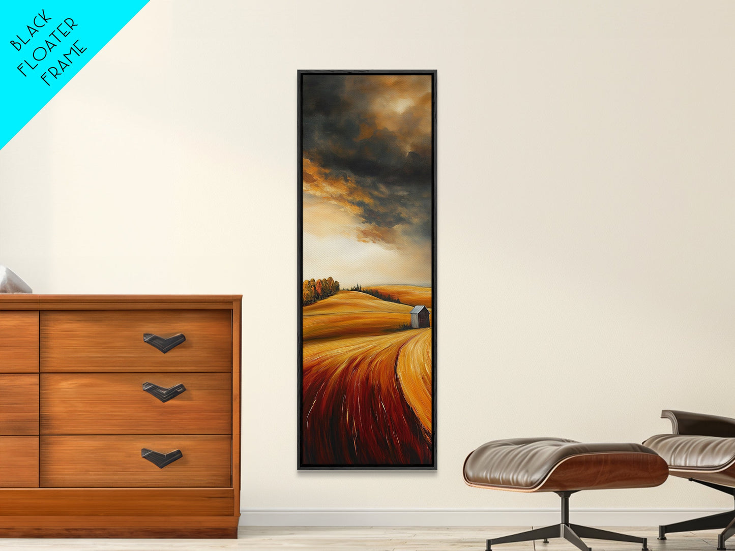 Autumn Fields, Stormy Sky, Golden Wheat, Canvas Print, barn landscape oil painting, farmhouse art, rustic wall art, fall decor