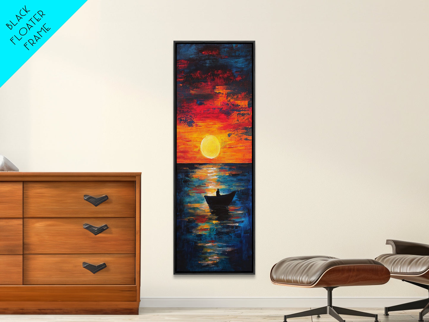 Fisherman Silhouette, Ocean Sunset, Moody Art, Canvas Print, Nautical Wall Art, Boho Art, Rustic Decor, Above Couch Art