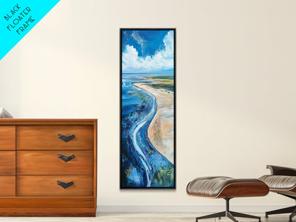 Coastal Shore, coastal landscape art, framed canvas print, Ireland painting, beach art, nautical decor, panoramic painting