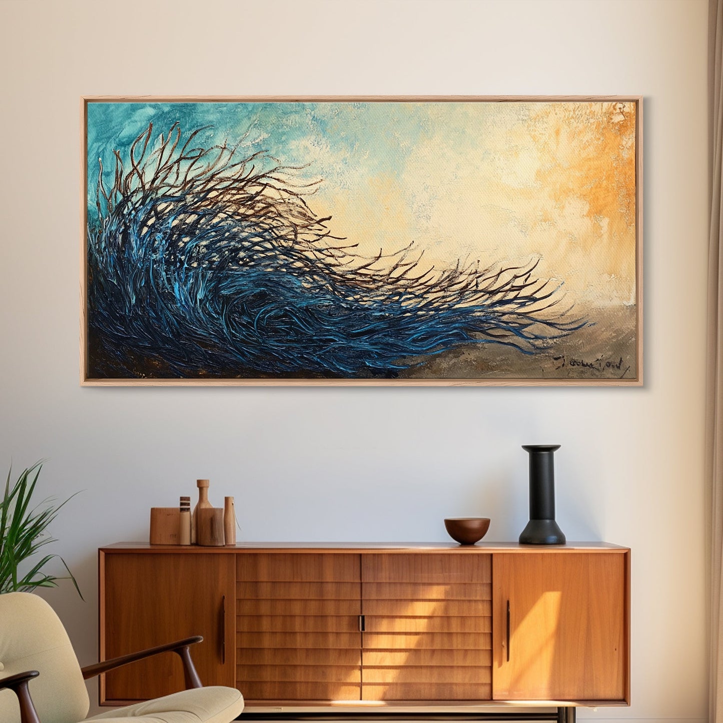 Abstract Wind, Canvas Print, wabi sabi art, moody art, extra wide painting, contemporary abstract, panoramic wall art