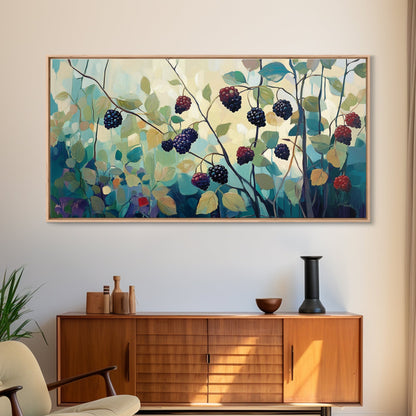 Brombeeren, Sommerbeeren, Leinwanddruck, botanische Drucke, Wandbild „Früchte des Geistes“, Wildblumenbild, Küchenbild