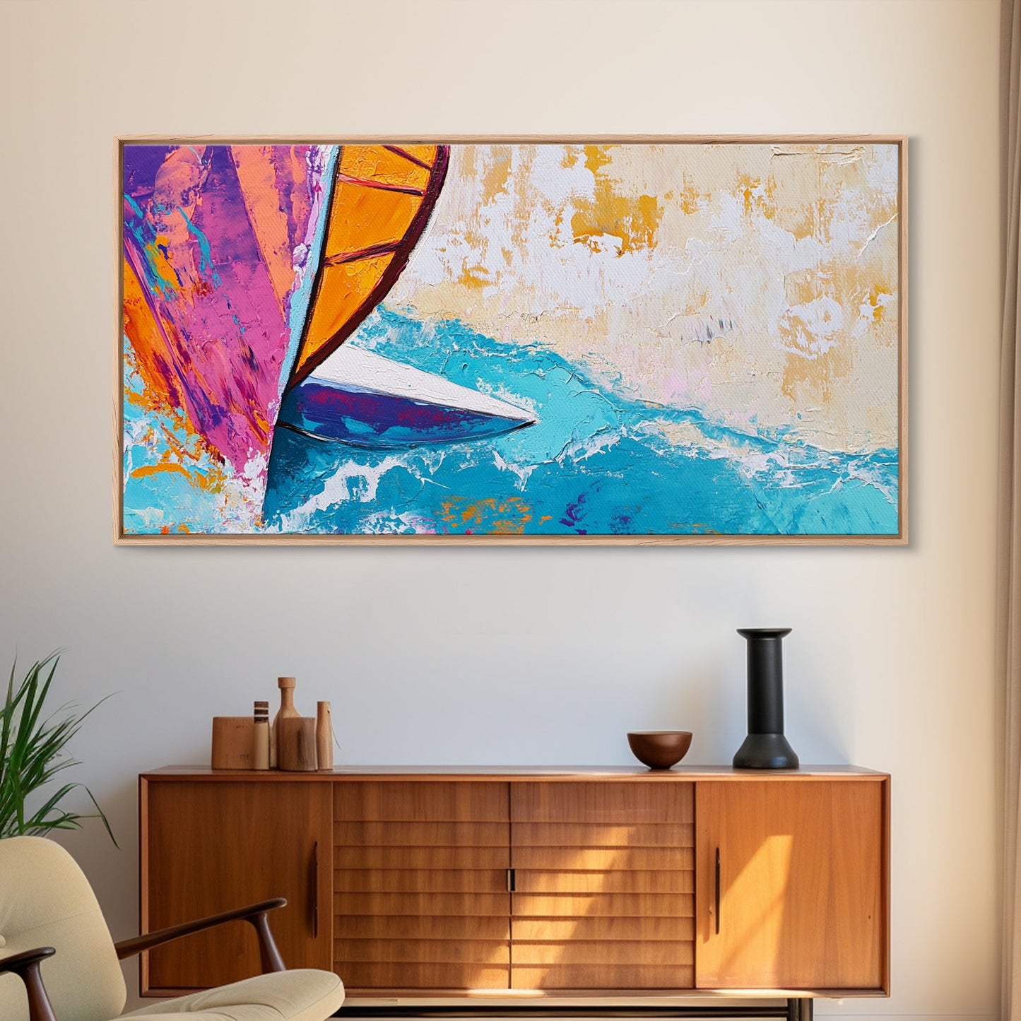 Sailboat Painting, Coastal Art, Nautical Decor, Canvas Print, Surf Wall Art, Ocean Art, Coastal Cowgirl Wall Art, Seascape Painting