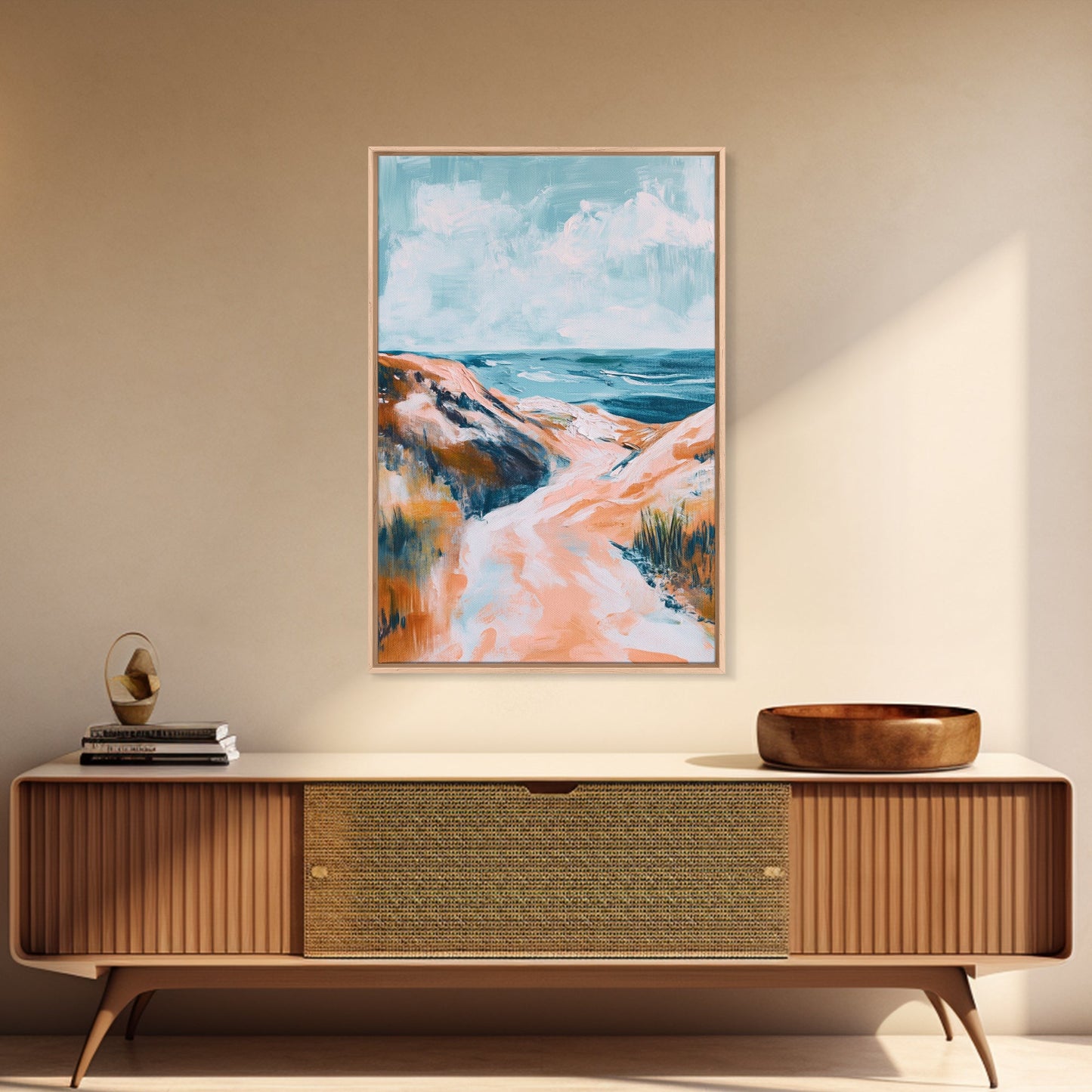 Coastal Landscape Art, Seascape Painting, Beach Dunes Art, Ocean View, Nautical Decor, Coastal Decor, Framed Canvas Print