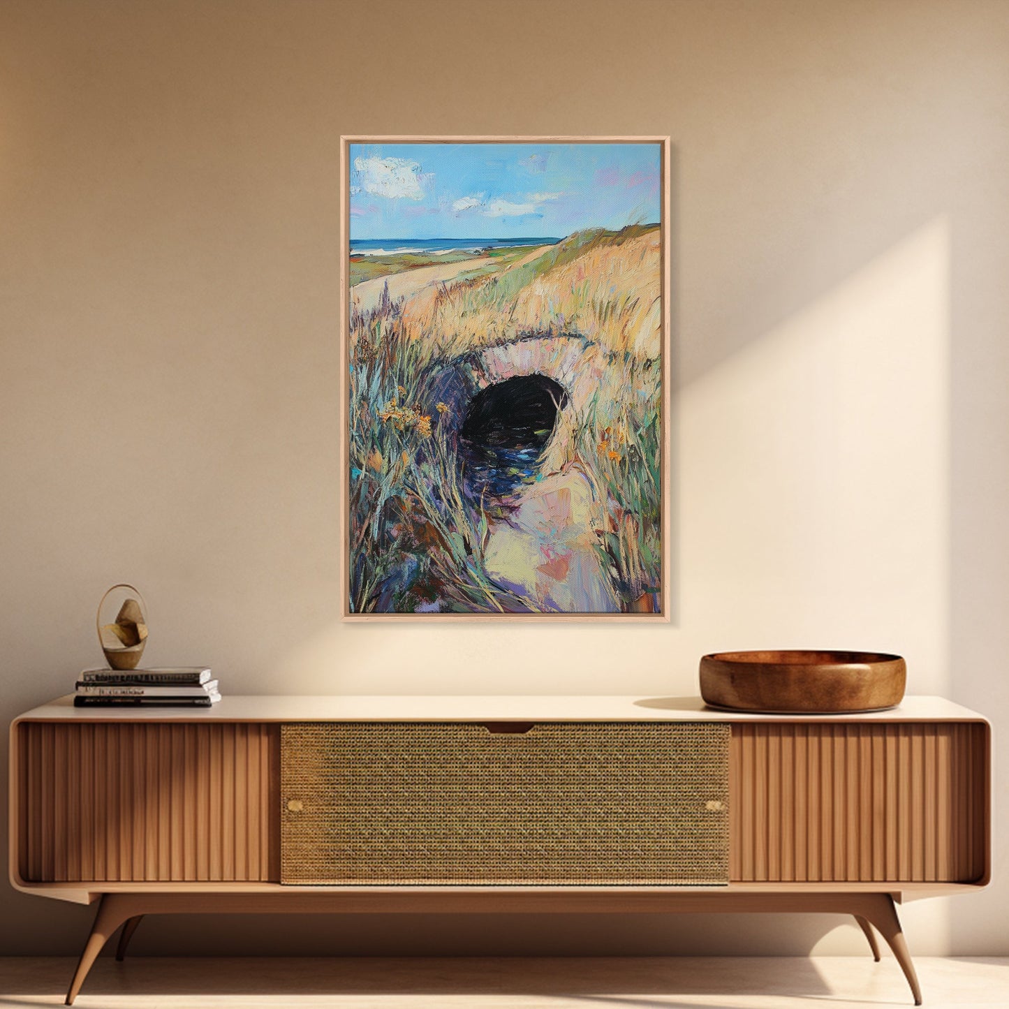 Coastal Landscape, Ireland painting, countryside decor, farmhouse art, blue and green wall art, framed canvas print, landscape painting