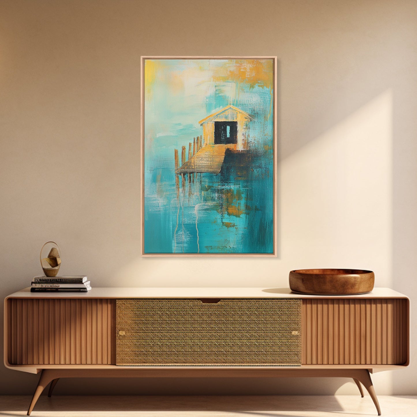 Fishing Shack, Nautical Painting, Coastal Wall Art, Rustic Wall Art, Ocean Art, Living Room Art, Canvas Print, Gift Idea