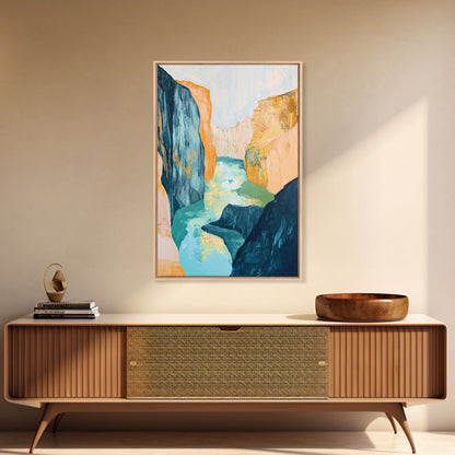 Canyon River, Southwest Wall Art, Mountain Painting, Rustic Art, Landscape Painting, Extra Wide Art, Boho Art, Framed Canvas Print