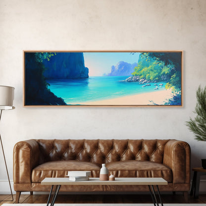 Hidden Beach Cove Canvas Print Tropical Landscape Wall Art Coastal Nature Decor Living Room Office Relaxing Ocean Gift