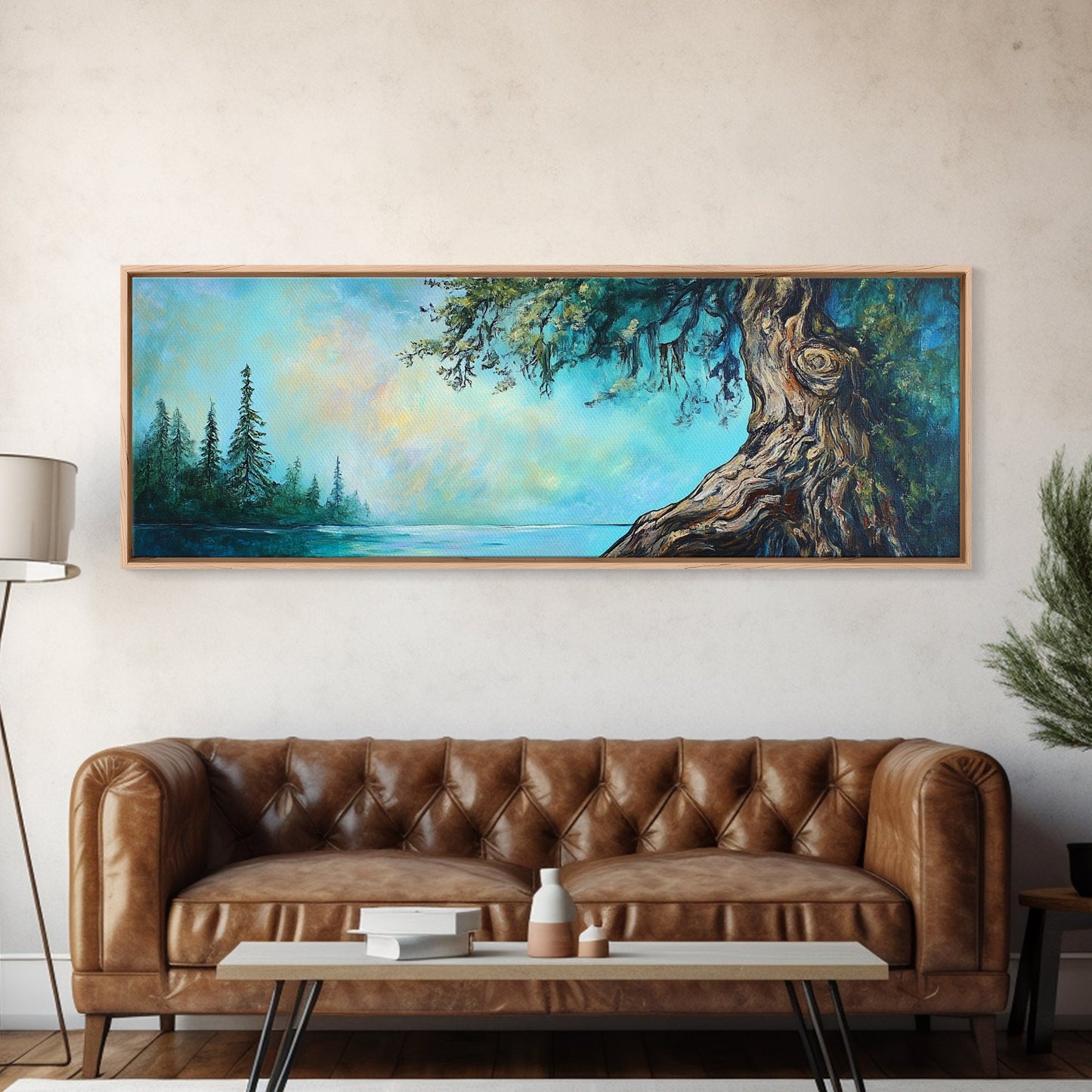 Ancient Tree Serenity Canvas Print Majestic Nature Painting Mystical Forest Art Peaceful Landscape Large Wall Art Living Room