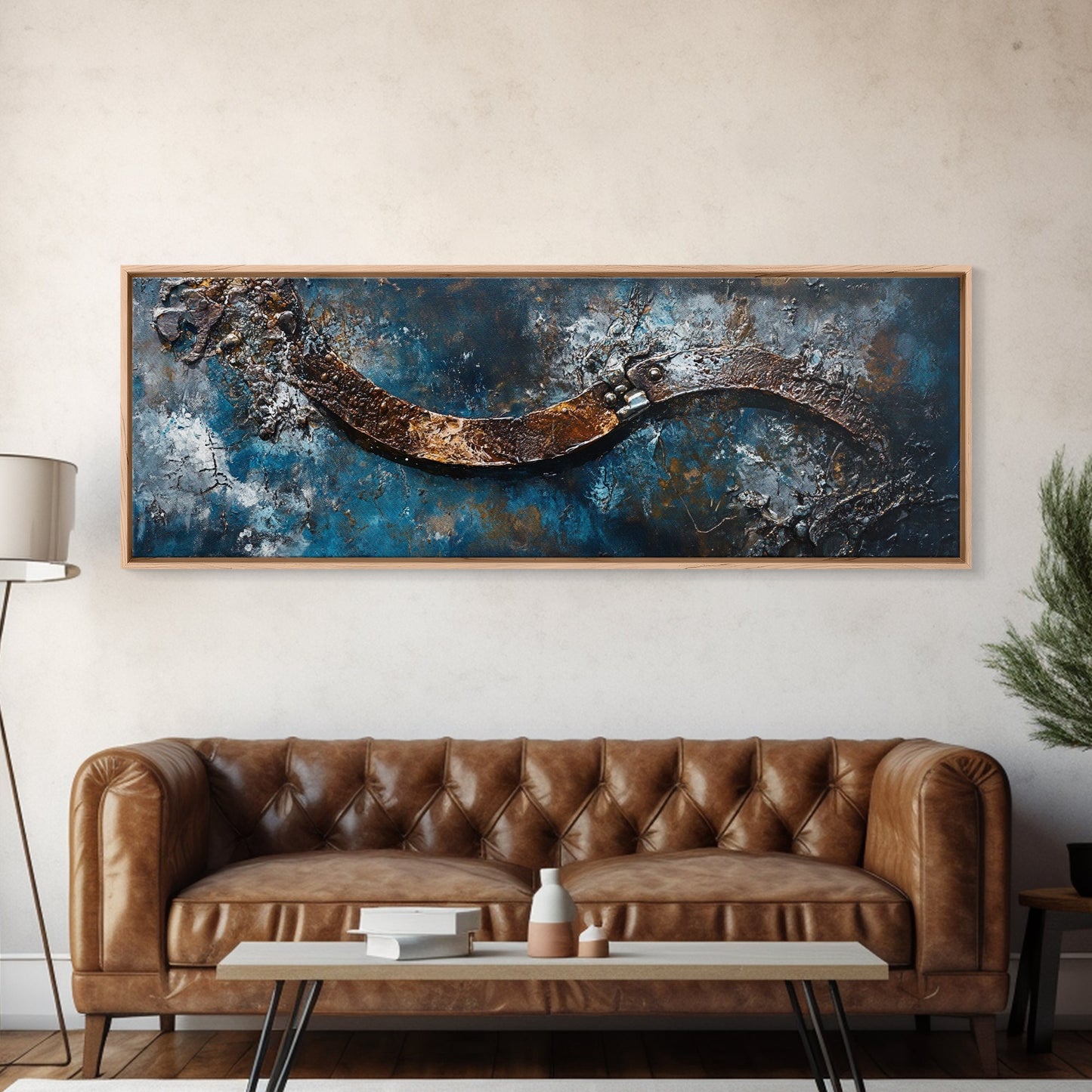 Industrial Wall Art, Dark Texture Painting, Masculine Decor, Framed Canvas Print, Office Artwork, Rustic Metal Art