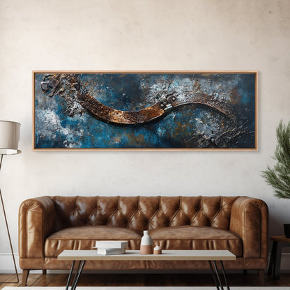 Industrial Wall Art, Dark Texture Painting, Masculine Decor, Framed Canvas Print, Office Artwork, Rustic Metal Art