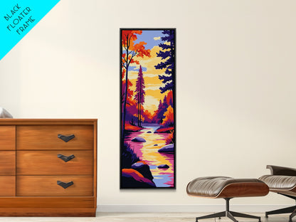 Autumn River, Forest Wall Art, Cozy Fall Decor, Nature Canvas Print, Cabin Home Art, Rustic Living Room Decor, Landscape Art