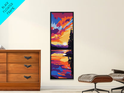 Sunrise Over Water, Majestic Landscape, Coastal Retreat, Relaxing Wall Art, Sunset Lover Gift, Framed Canvas Print, Bohemian Decor