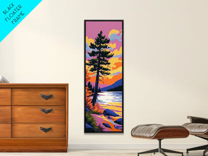Solitary Pine Tree, Wilderness Art, Scenic Lake View, Outdoor Adventure Canvas Print, Sunset Landscape, Mountain Inspired