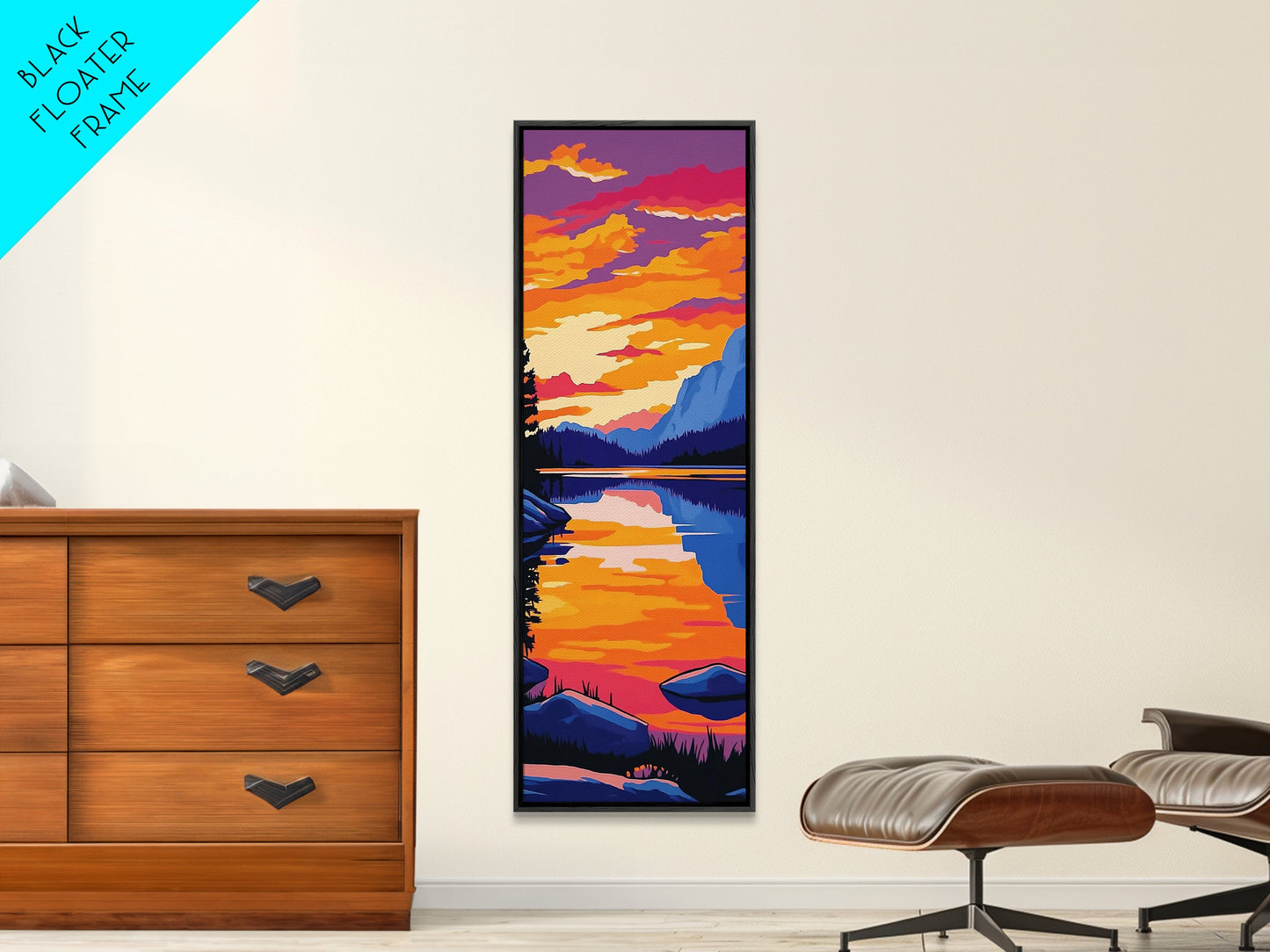 River Valley, Golden Light, Framed Canvas Print, Rustic Home Decor, Nature Wall Art, Vibrant Landscape, Autumn Serenity