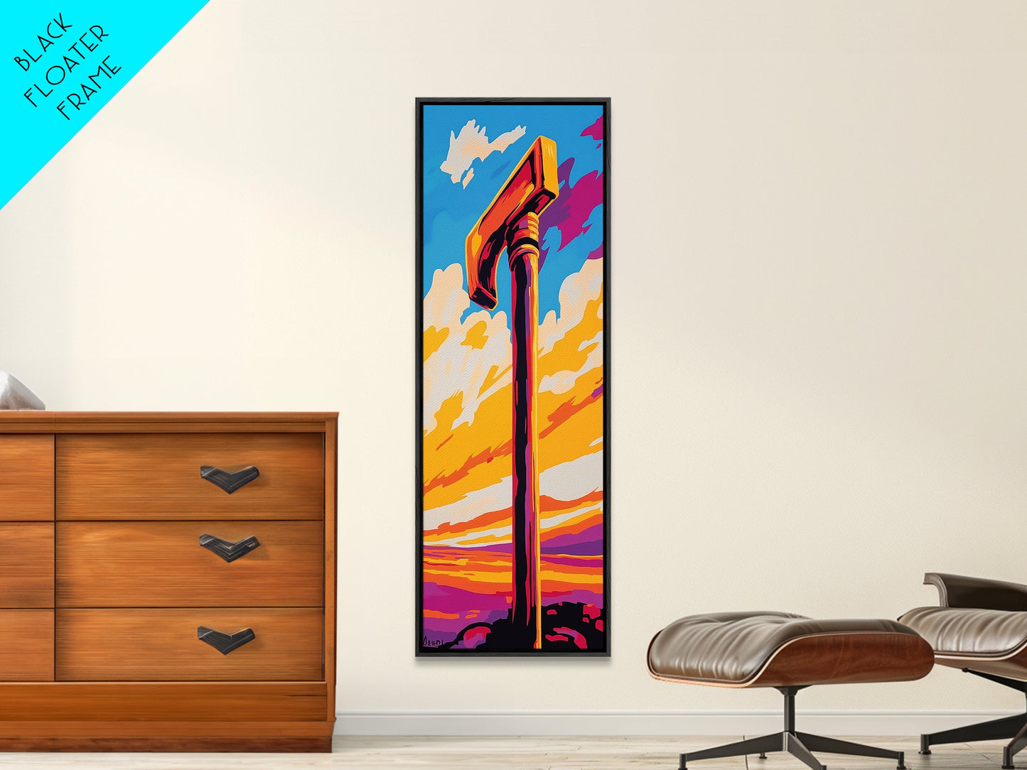 Sonnenuntergang mit dem Turmhammer, gerahmter Leinwanddruck, Fantasiekunstwerk, ausdrucksstarke abstrakte Dekoration, eindrucksvoller Wohnakzent, einzigartige Wandkunst, Geschenkidee