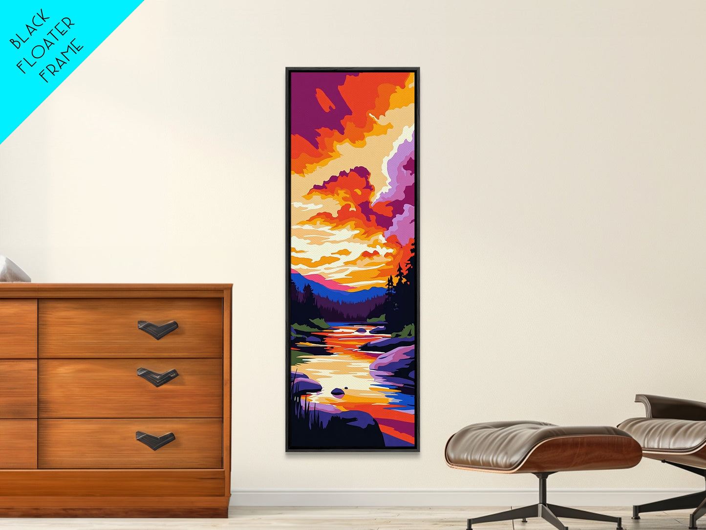 Canyon Sunset Scene, Vibrant Nature Wall Art, Desert Landscape Print, Warm Color Home Decor, Living Room Art, Framed Canvas Print