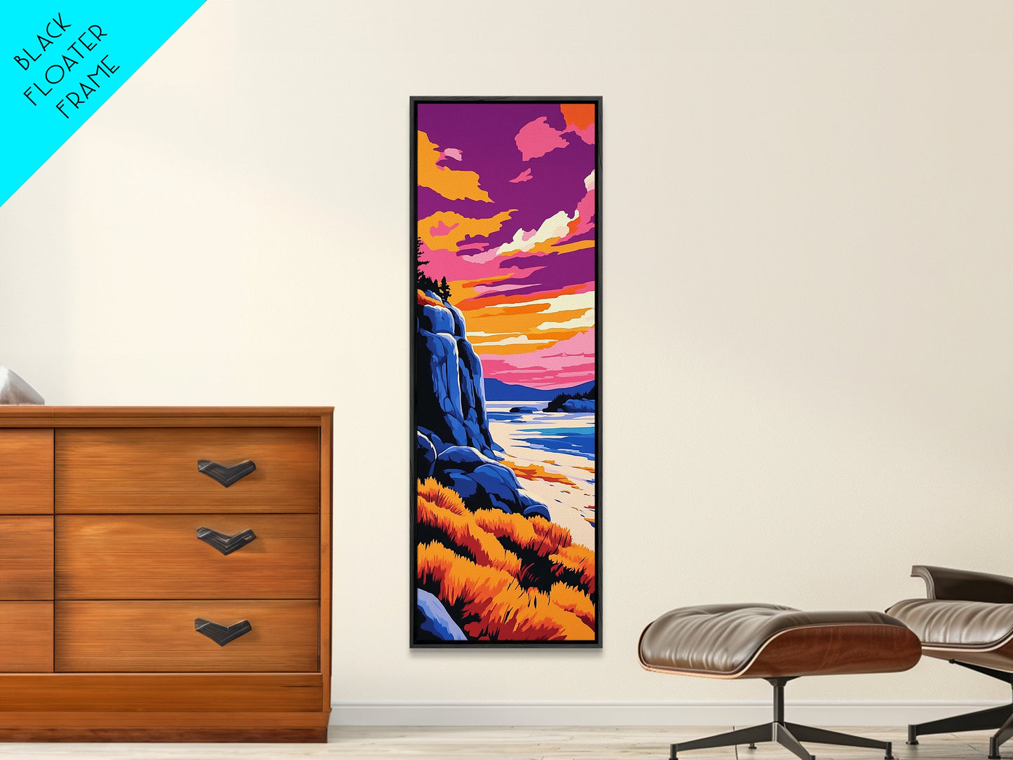 Ocean View, Sunset Sky, Coastal Art, Canvas Print, Living Room Wall Art, Nautical Art, Fall Colors, Bold Home Decor, Gift Idea