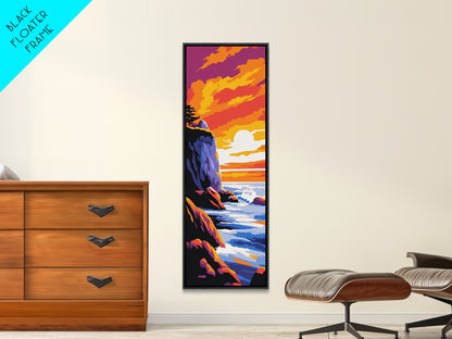 Cliffside Sunset, Ocean Waves, Vibrant Seascape, Canvas Print, Coastal Wall Art, Beach House Decor, Modern Living Room Art