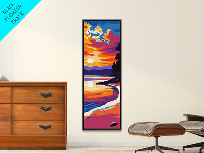Sunset Beach, Ocean Wall Art, Coastal Decor, Framed Canvas Print, Vibrant Seascape, Modern Home Decor, Living Room Art, Boho Print