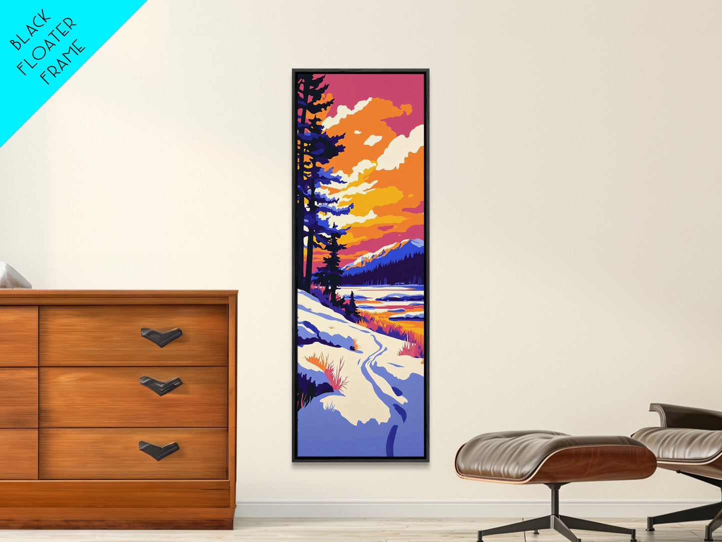 Winter Wonderland, Snowy Landscape, Mountain Art, Framed Canvas Print, Rustic Lodge Decor, Nature Painting, Seasonal Wall Art