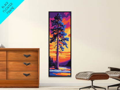 Tall Pine Tree, Sunset Forest Art, Vibrant Nature Wall Decor, Woodland Painting, Rustic Home Decor, Living Room Art, Canvas Print