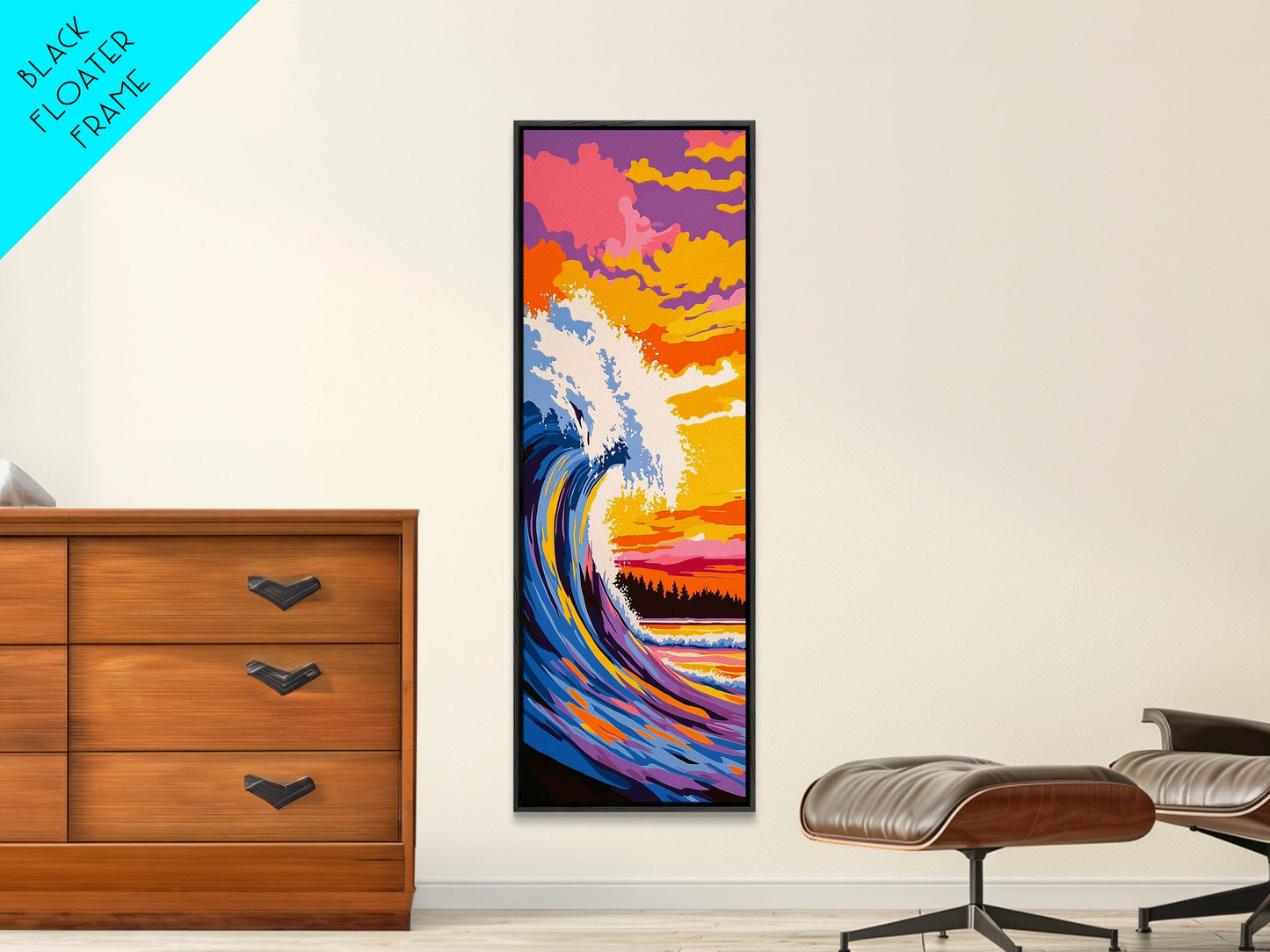 Surf Wave, Sunset Art, Colorful Ocean, Beach Wall Art, Seascape Painting, Vibrant Decor, Coastal Home, Modern Design, Canvas Print