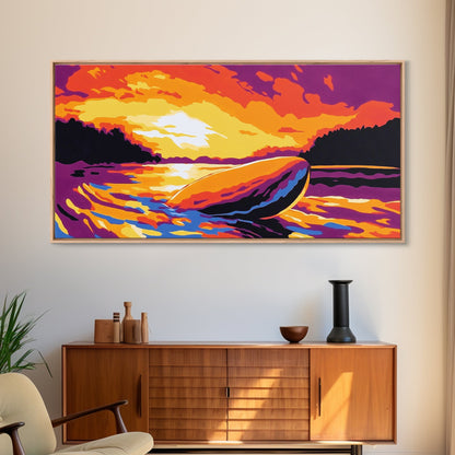 Whiskey Bottle, Sunset Reflection, Framed Canvas Print, Rustic Bar Art, Dramatic Home Art, Vibrant Wall Decor, Dining Room Wall Art