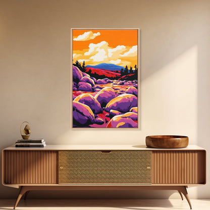 Sunset River, Nature Wall Art, Vibrant Landscape, Autumn Decor, Framed Canvas Print, Living Room Art, Bold Colors, Modern Art